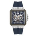 Guess Leo Square Men's Watch – 42mm Navy Blue Dial & Silicone Strap (GW0637G1)