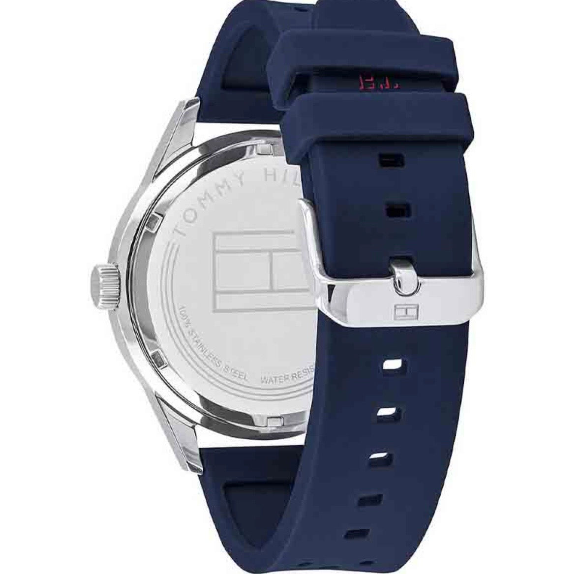 Tommy Hilfiger 1791635 Men’s Quartz Blue Dial Watch with Blue Silicone Strap – 44mm
