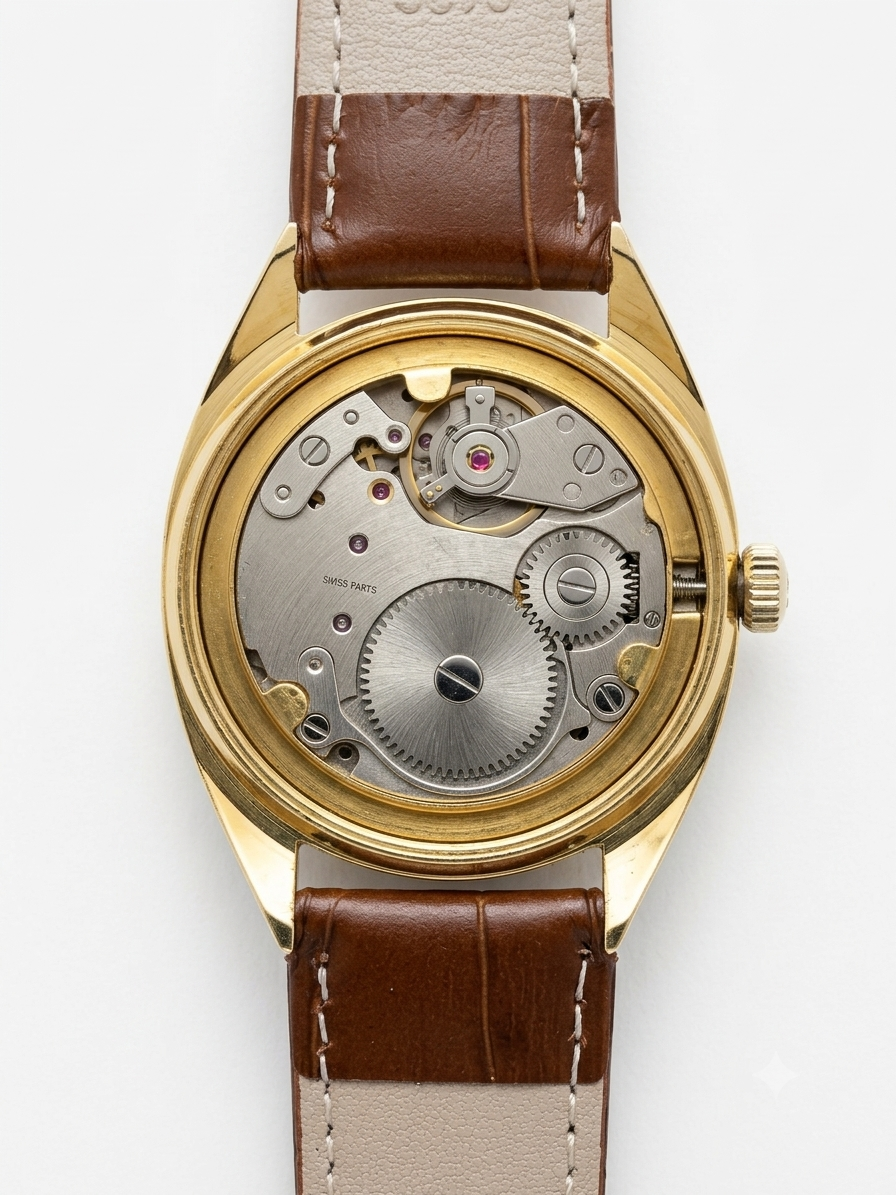 Pre-Owned Vintage Ligun De Luxe Swiss Parts Mechanical Hand-Wind Gold Watch with Fluted Bezel
