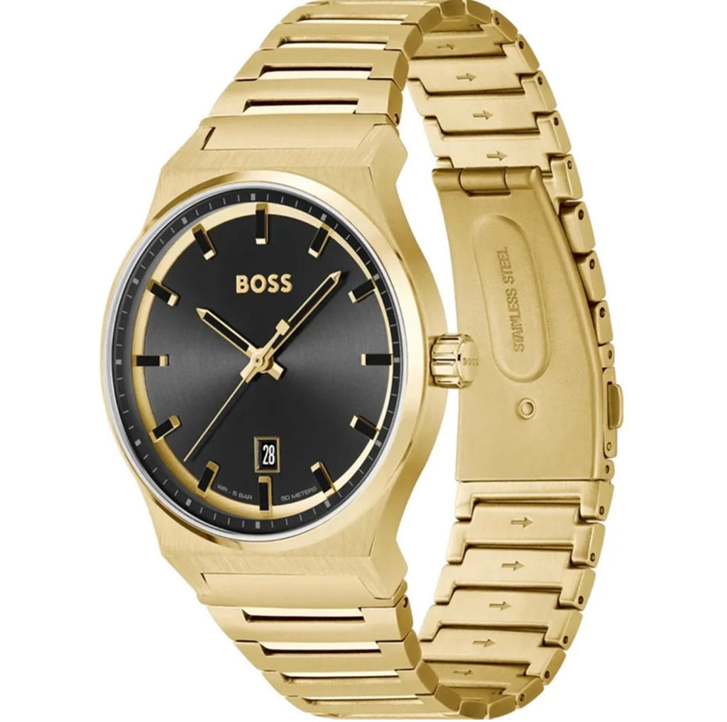 Hugo Boss Men’s Quartz Black Dial Gold Stainless Steel 41mm Watch 1514077