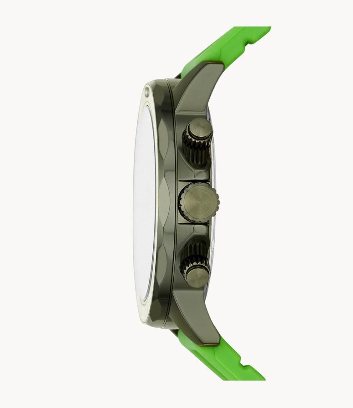 Fossil BQ2501 Men’s Quartz Green Dial Watch with Green Silicone Strap – 45mm