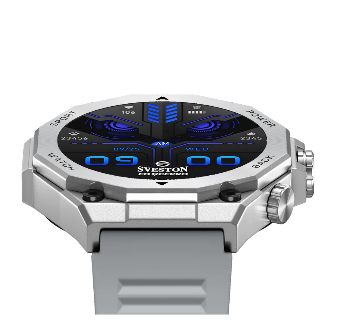 Sveston ForcePro Smartwatch (SVS-FORCEPRO-S-SG) – Bluetooth Calling & Fitness Tracker - Silver Gray