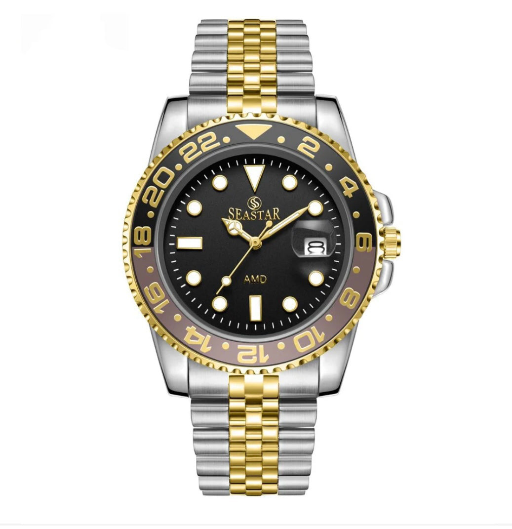 Seastar AMD-5839M Two-Tone Luxury Men's Watch – Luxury "Root Beer" Design
