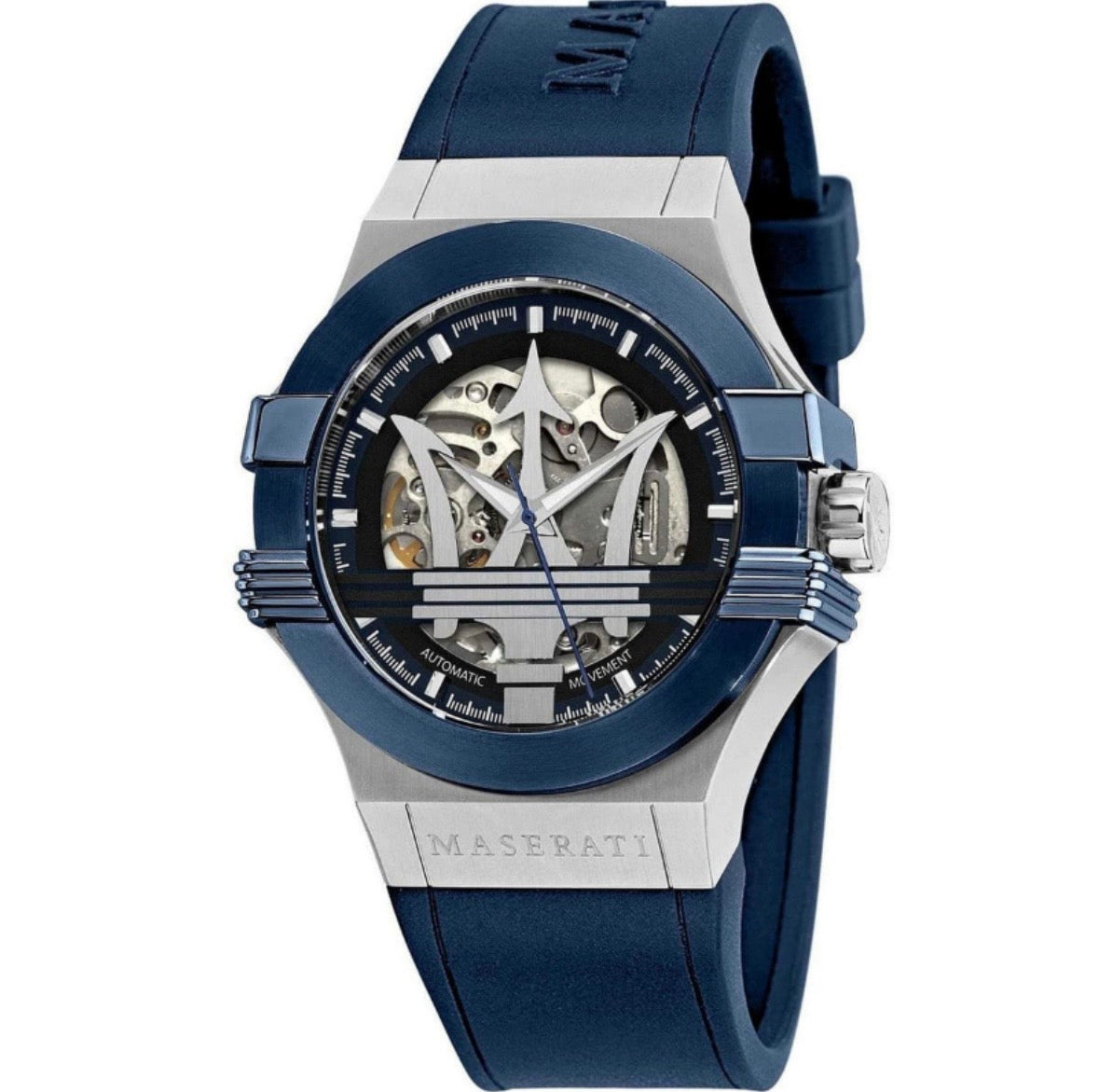 Maserati Men’s Automatic Blue Skeleton Dial Blue Silicone Strap 42mm Watch R8821108028