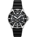 Emporio Armani AR60062 Men’s Automatic Black Dial Watch with Black Silicone Strap – 42mm