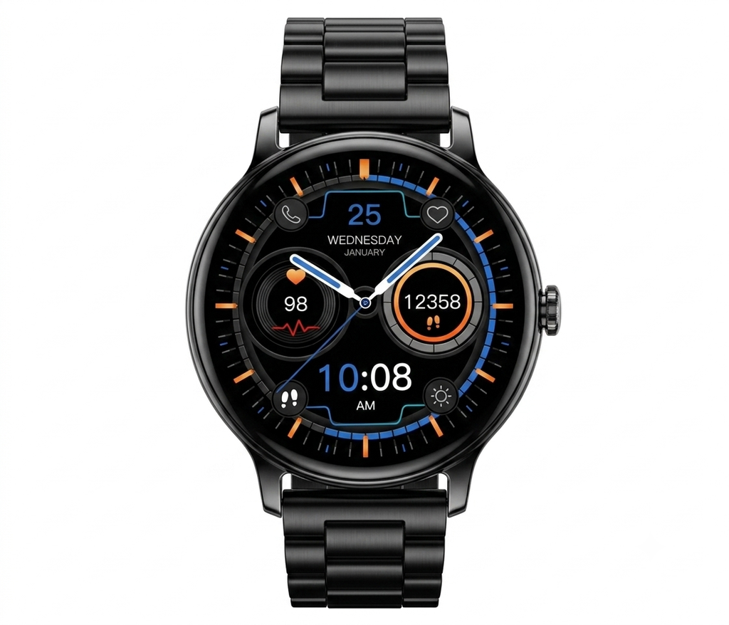 Zero Lifestyle Luna Pro Smartwatch (1.38" HD Display) – Bluetooth Calling, IP68 Waterproof Fitness & Health Tracker (Zinc Alloy Frame)