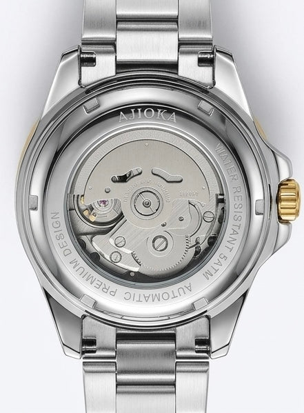 Ajioka Men's Automatic Watch - Two-Tone Stainless Steel (43mm Black Dial)