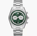 Emporio Armani AR11637 Men’s Quartz Green Dial Watch with Silver Stainless Steel Bracelet – 42mm
