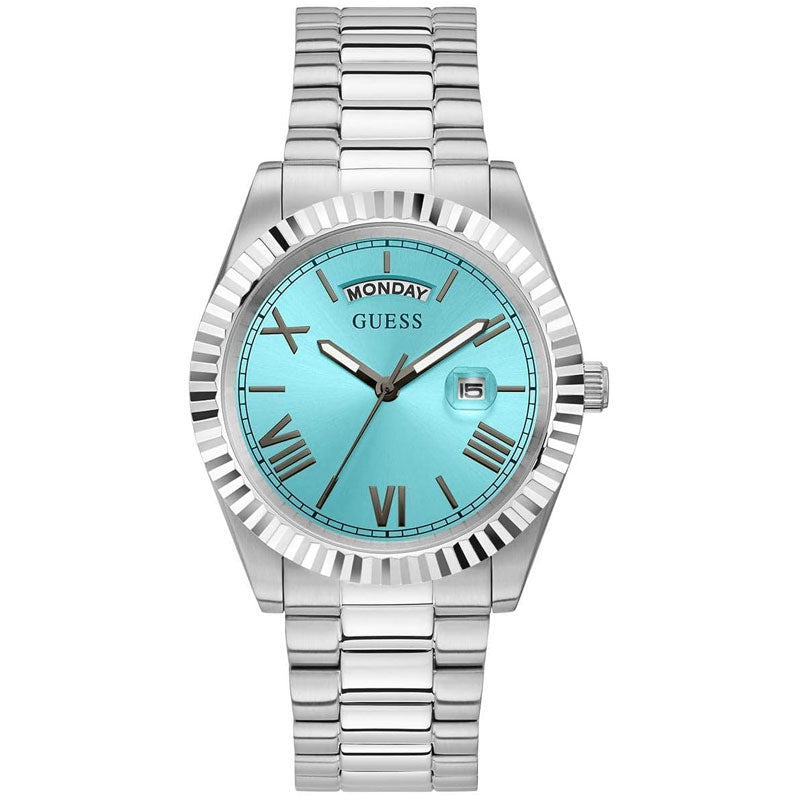 Guess Men’s Quartz Turquoise Dial Silver Stainless Steel 42mm Watch GW0265G11