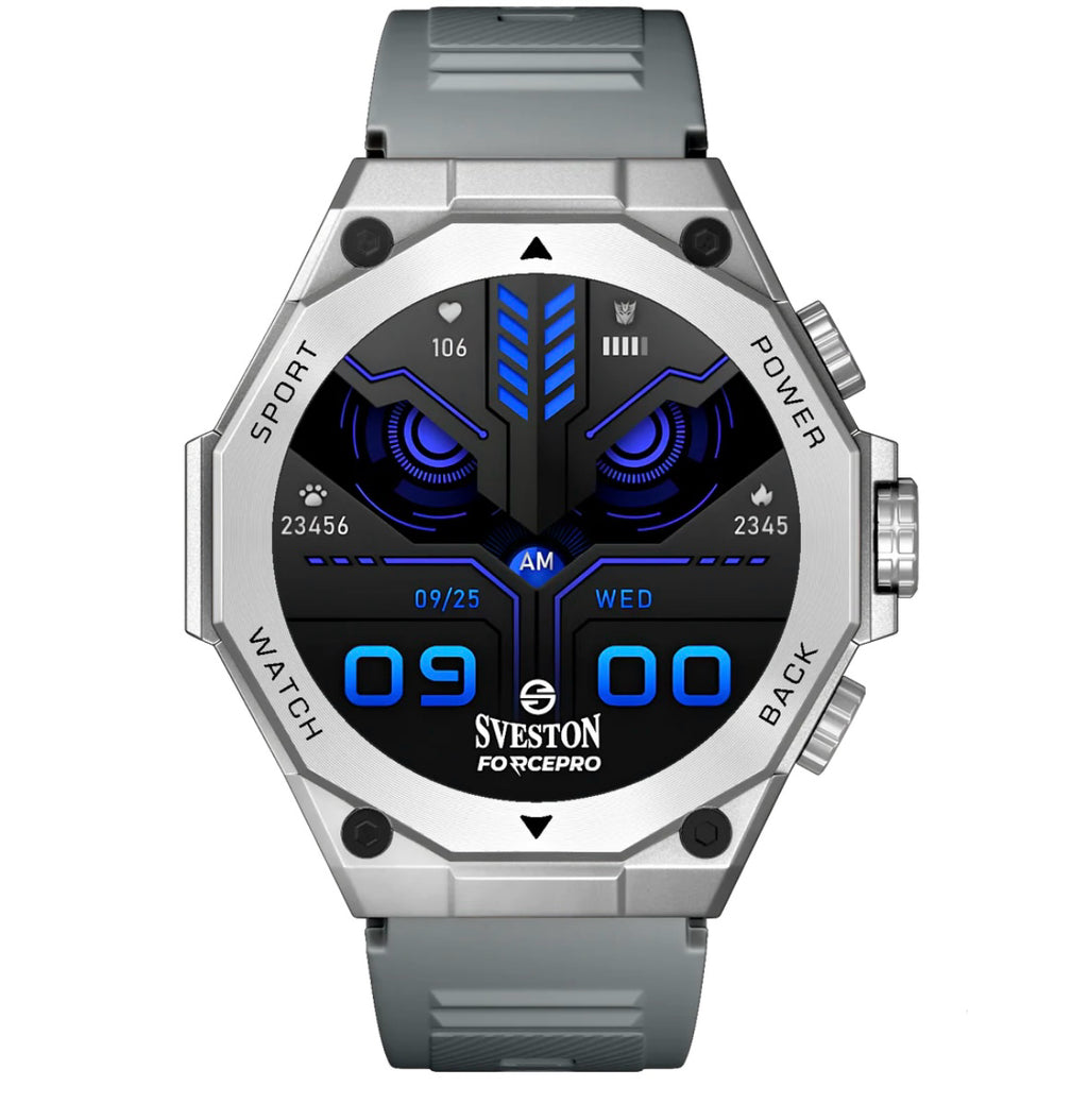 Sveston ForcePro Smartwatch (SVS-FORCEPRO-S-SG) – Bluetooth Calling & Fitness Tracker - Silver Gray