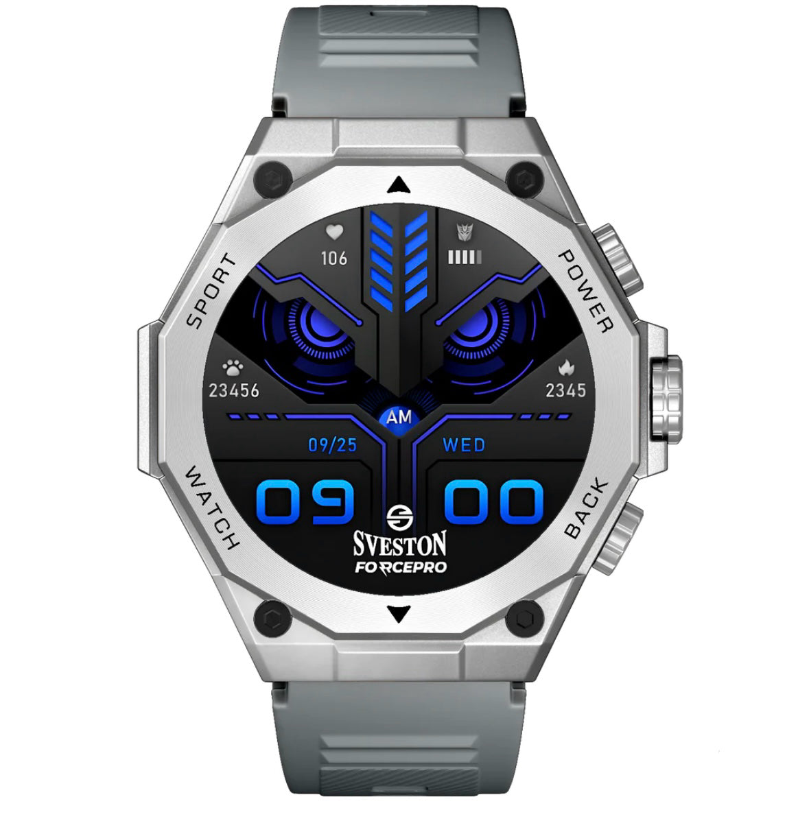 Sveston ForcePro Smartwatch (SVS-FORCEPRO-S-SG) – Bluetooth Calling & Fitness Tracker - Silver Gray