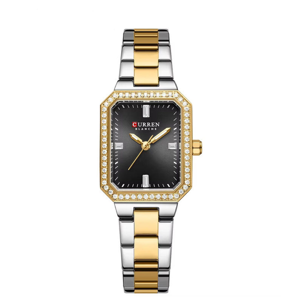 CURREN 9102 Blanche Women's Stainless Steel Watch – Two-Tone Luxury Rectangular Quartz Wristwatch