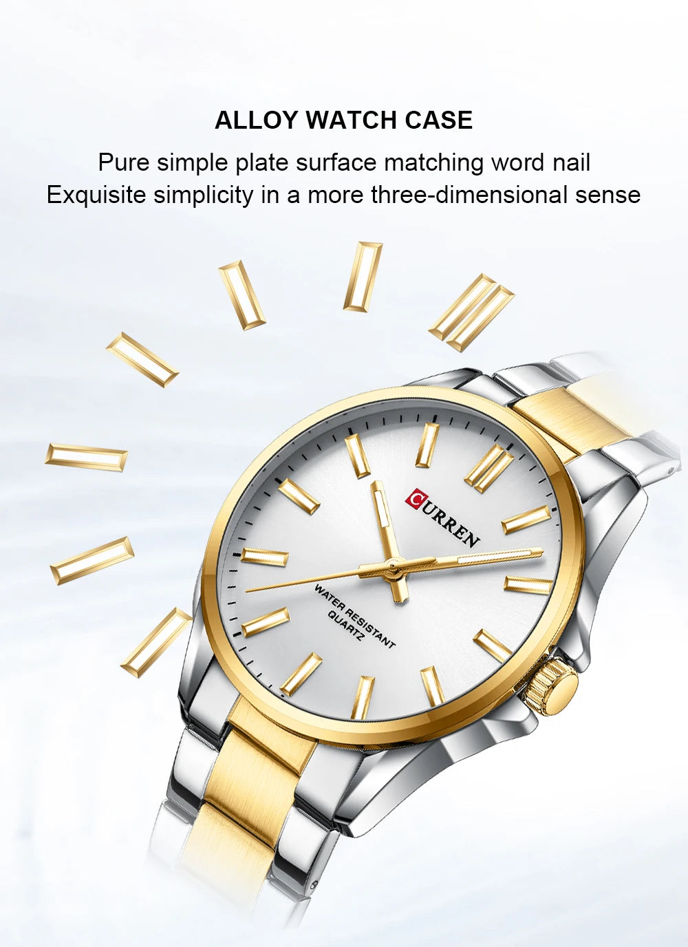 CURREN 9090 Men’s Quartz Two-Tone Gold & Silver Stainless Steel Silver Dial Watch – 30M Water Resistant