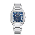 CURREN 8482 Men's Classic Square Watch – Stainless Steel with Blue Roman Numeral Dial