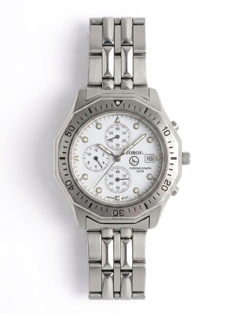 Pre-Owned TOROY Chronograph Men's Watch | Stainless Steel with Japanese Quartz Movement