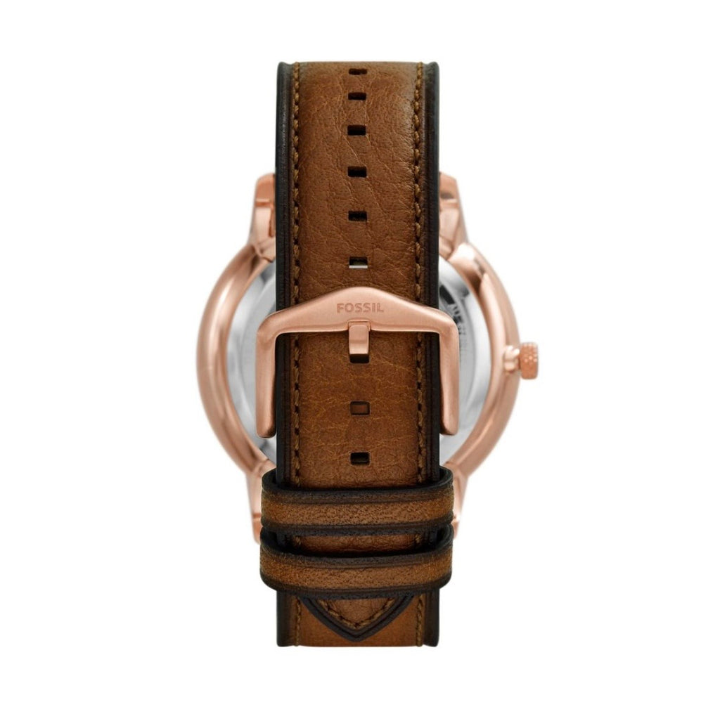 Fossil ME3195 Men’s Automatic Skeleton Dial Watch with Brown Leather Strap – 44mm