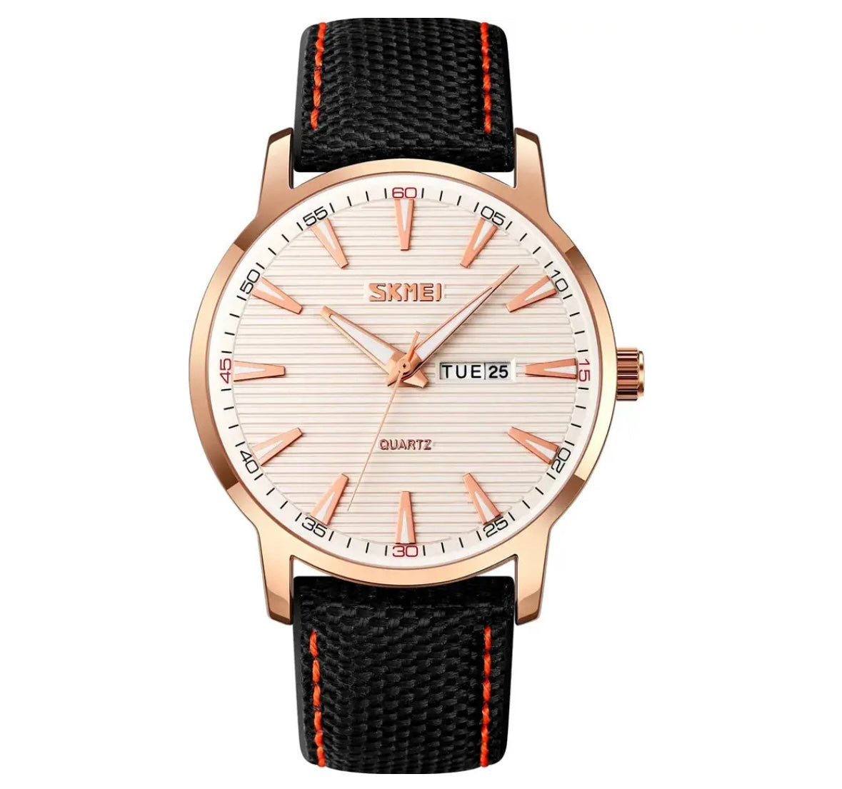 SKMEI 9303-RSBLK-WHT Men’s Quartz Black Dial Nylon Strap Watch