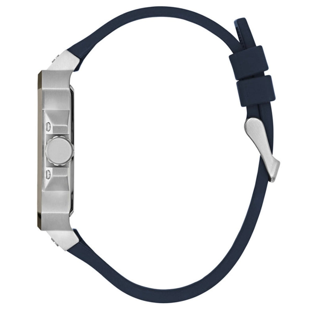 Guess Leo Square Men's Watch – 42mm Navy Blue Dial & Silicone Strap (GW0637G1)