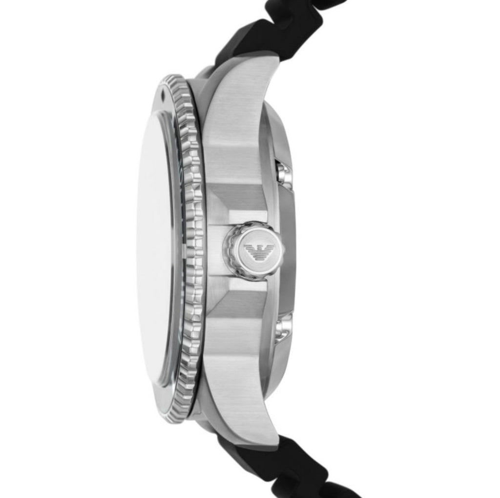 Emporio Armani AR60062 Men’s Automatic Black Dial Watch with Black Silicone Strap – 42mm