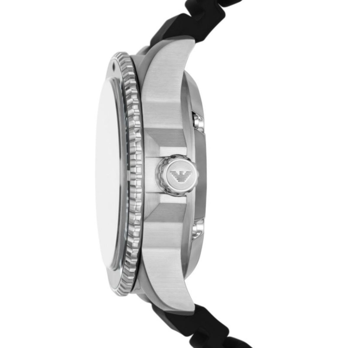 Emporio Armani AR60062 Men’s Automatic Black Dial Watch with Black Silicone Strap – 42mm