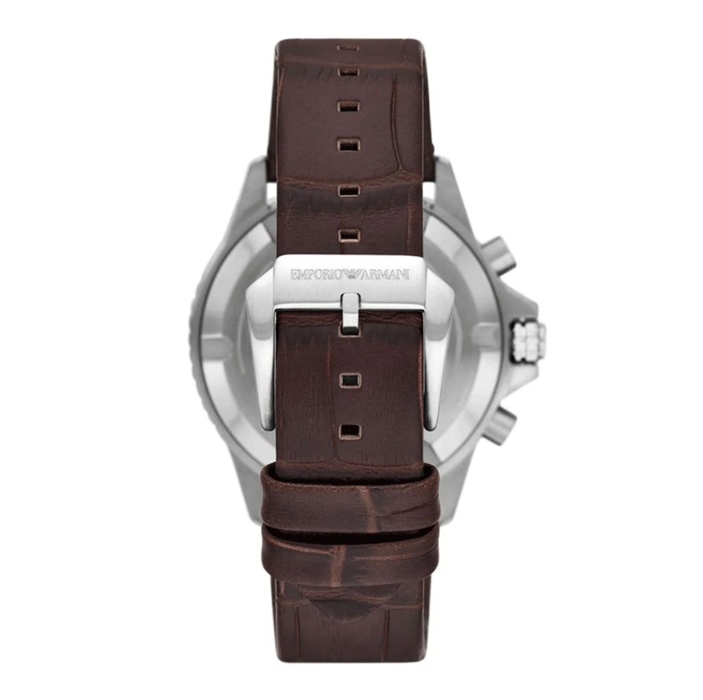 Emporio Armani AR11486 Men’s Quartz Brown Dial Watch with Leather Strap – 43mm