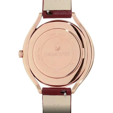 Swarovski Women’s Swiss Made Quartz Red Dial Red Leather Strap 35mm Watch 5558637