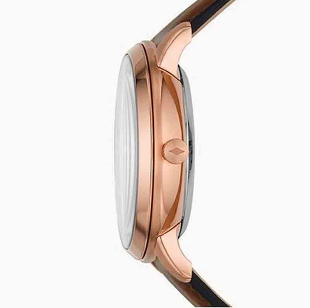 Fossil ME3195 Men’s Automatic Skeleton Dial Watch with Brown Leather Strap – 44mm