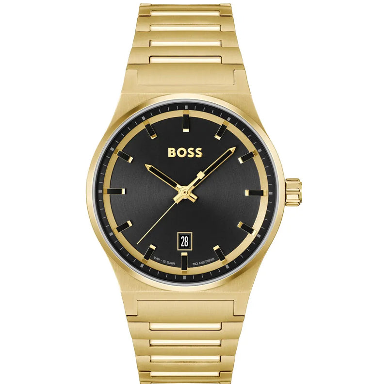 Hugo Boss Men’s Quartz Black Dial Gold Stainless Steel 41mm Watch 1514077