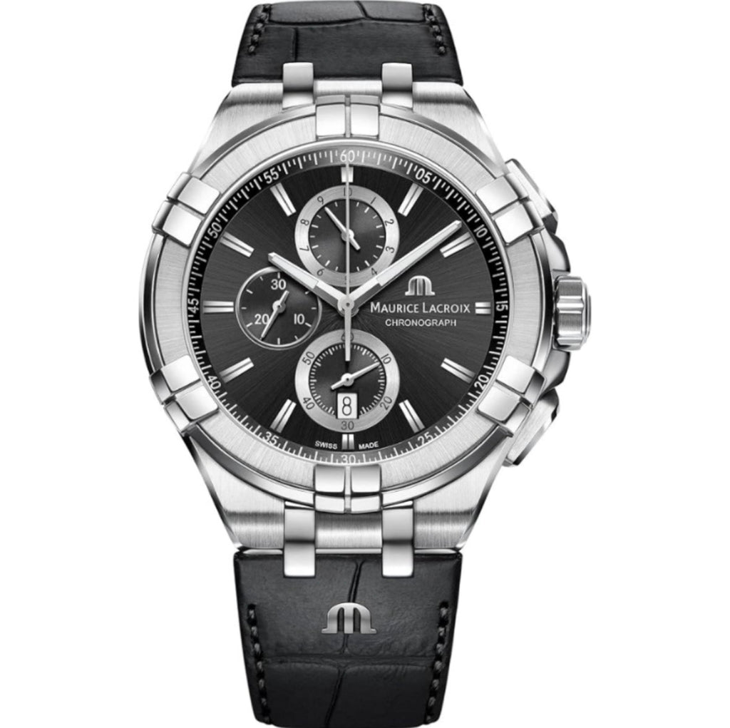 Maurice Lacroix AI1018-SS001-330-2 Swiss Quartz Men’s Black Dial Watch – 44mm