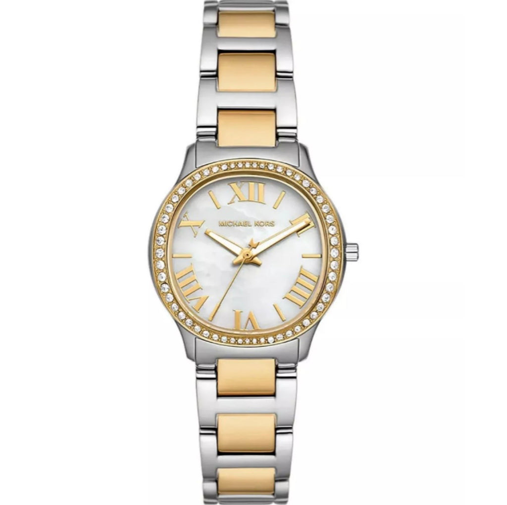Michael Kors MK4910 Women’s Two-Tone Stainless Steel Quartz Watch with White Mother of Pearl Dial 31mm (Like New)
