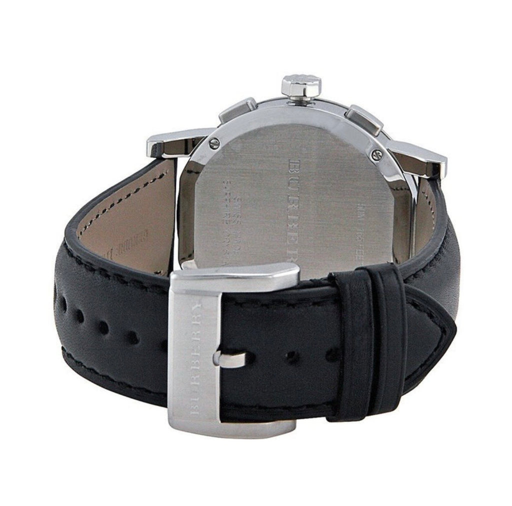 Burberry Men’s Swiss Made Chronograph Black Dial Leather Strap 42mm Watch BU9356