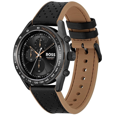 Hugo Boss Men’s Quartz Black Hybrid Strap Black Dial 44mm Watch 1514022