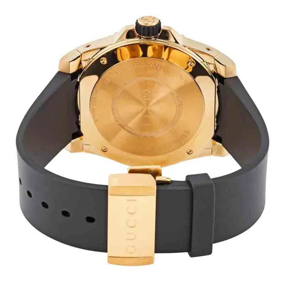 Gucci Men’s Swiss Made Quartz Black Dial Black Silicone Strap 45mm Watch YA136219