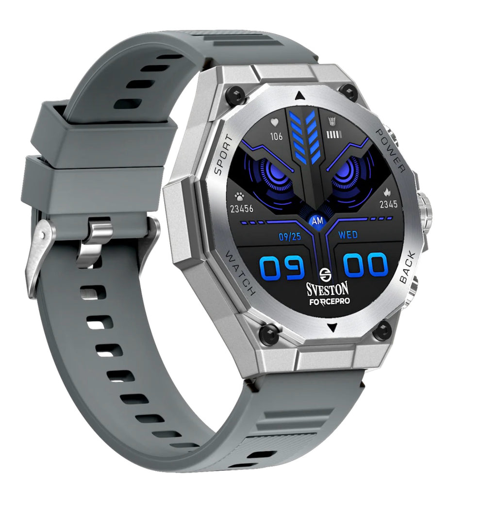 Sveston ForcePro Smartwatch (SVS-FORCEPRO-S-SG) – Bluetooth Calling & Fitness Tracker - Silver Gray