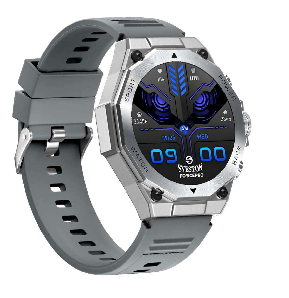 Sveston ForcePro Smartwatch (SVS-FORCEPRO-S-SG) – Bluetooth Calling & Fitness Tracker - Silver Gray