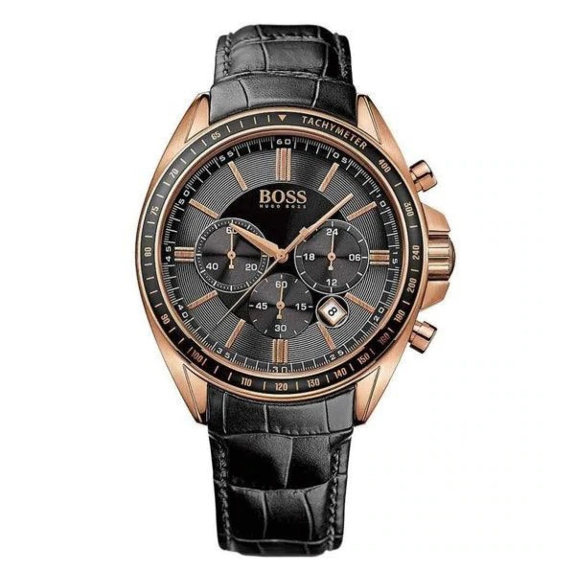 Hugo Boss 1513092 Men’s Quartz Watch 45mm Black Dial Black Leather Strap