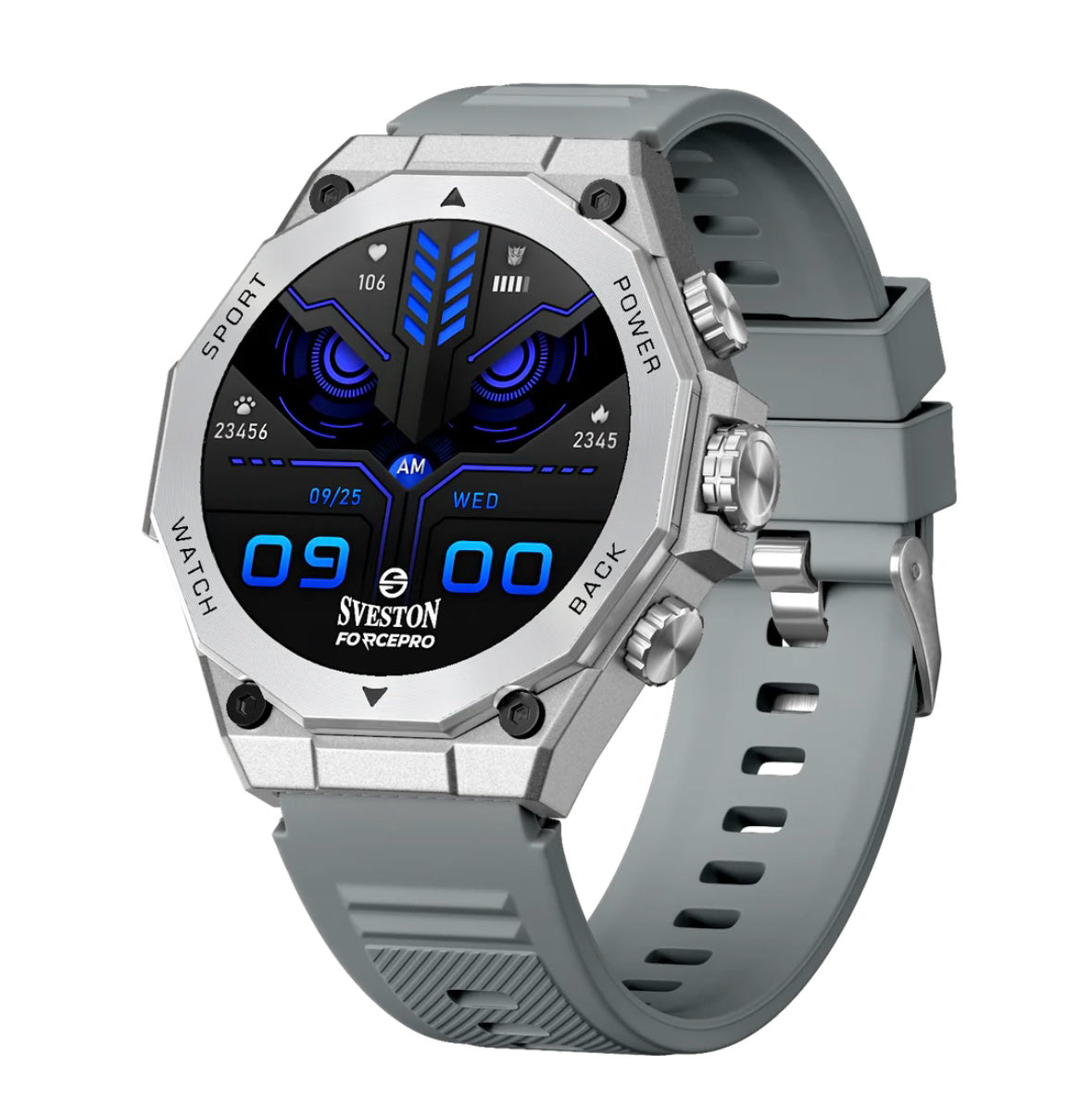 Sveston ForcePro Smartwatch (SVS-FORCEPRO-S-SG) – Bluetooth Calling & Fitness Tracker - Silver Gray