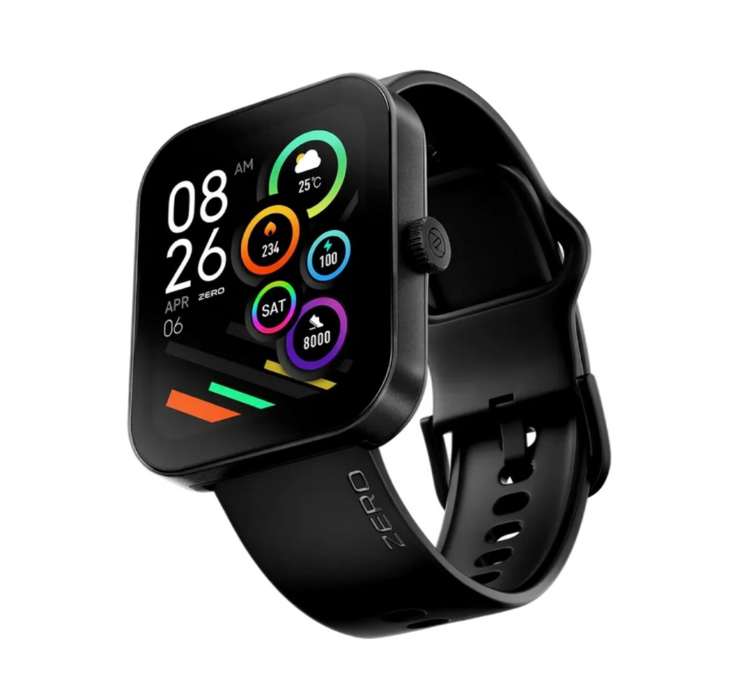 Zero Lifestyle Bolt Pro Smartwatch Jet Black 1.83” IPS HD Bluetooth Calling Watch – Heart Rate, SpO₂, IP66 Water Resistant