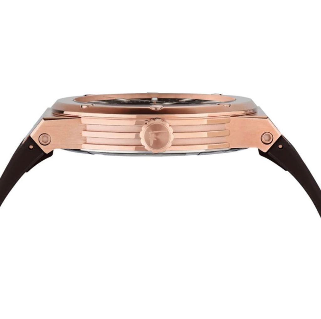 Ferragamo SFHY02522 Men’s Swiss Made Quartz Watch 44mm Brown Dial Silicone Strap