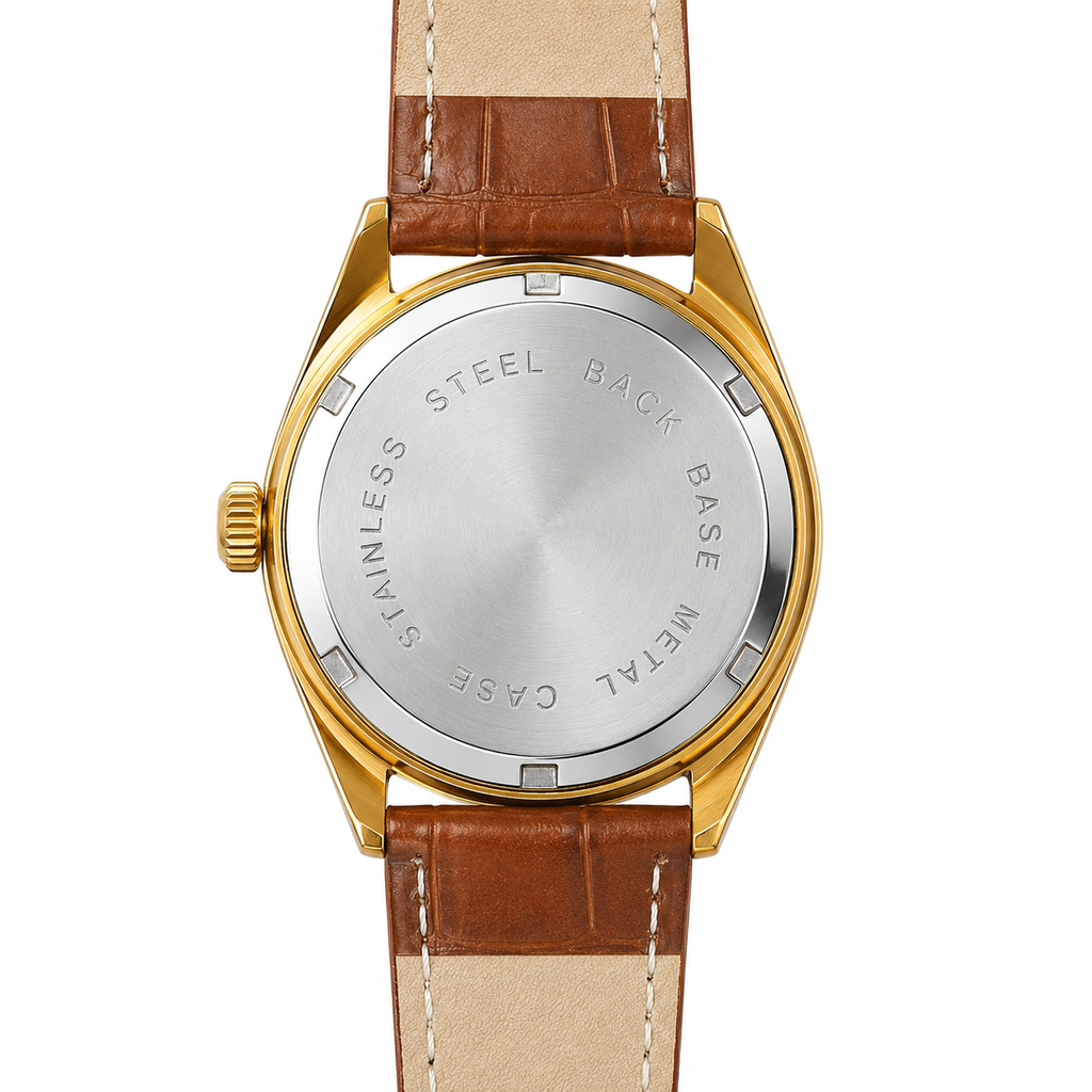 Pre-Owned Vintage Ligun De Luxe Swiss Parts Mechanical Hand-Wind Gold Watch with Fluted Bezel