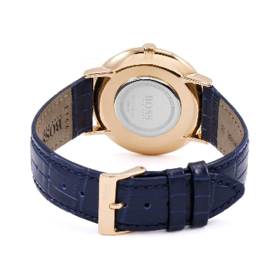 Hugo Boss Men’s Quartz Blue Leather Strap Blue Dial 40mm Watch 1513371