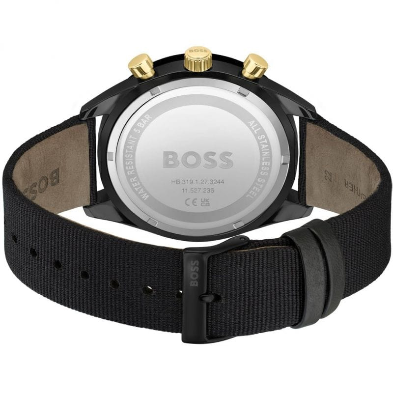 Hugo Boss Men’s Chronograph Quartz Black Nylon Strap Black Dial 44mm Watch 1513935