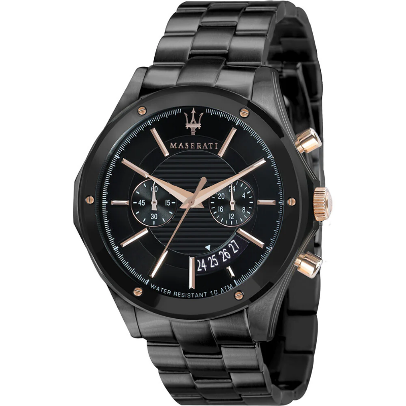 Maserati R8873627001 black chronograph watch actual front