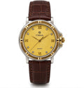 Chàtom CT-021G watch detail with brown genuine leather strap